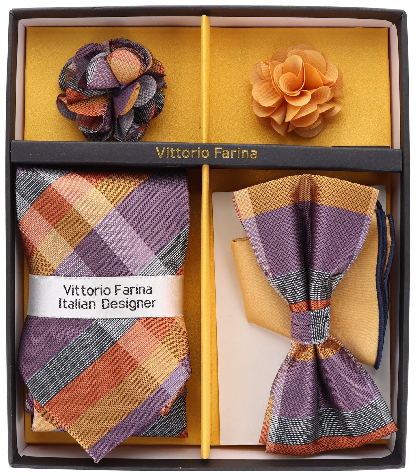 Vittorio Farina Gift Box Ver. 02 (Necktie, Bow Tie, Pocket Squares and Flower Lapel Pin) by Classy Cufflinks - GB-21040 - Classy Cufflinks