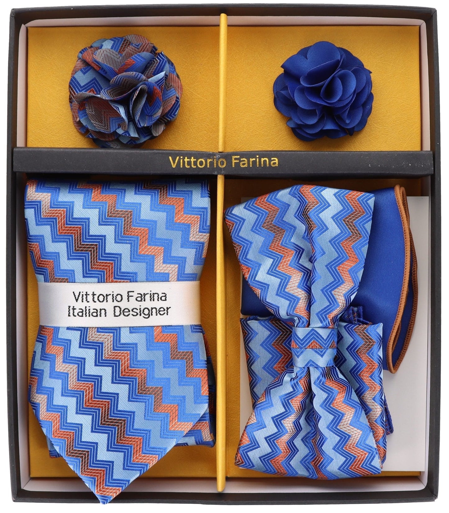 Vittorio Farina Gift Box Ver. 02 (Necktie, Bow Tie, Pocket Squares and Flower Lapel Pin) by Classy Cufflinks - GB-21043 - Classy Cufflinks