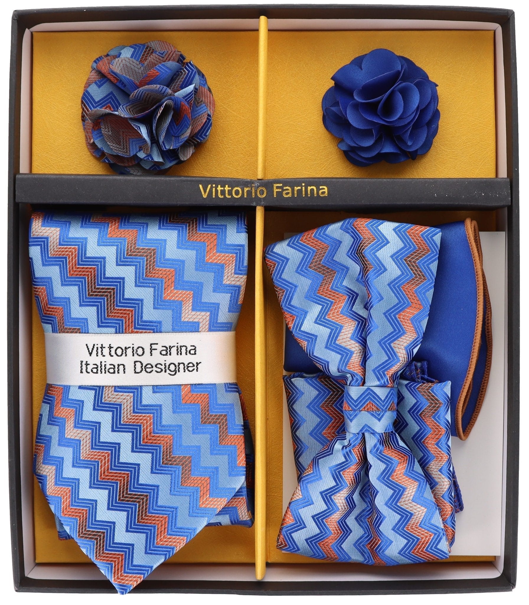 Vittorio Farina Gift Box Ver. 02 (Necktie, Bow Tie, Pocket Squares and Flower Lapel Pin) by Classy Cufflinks - GB-21043 - Classy Cufflinks