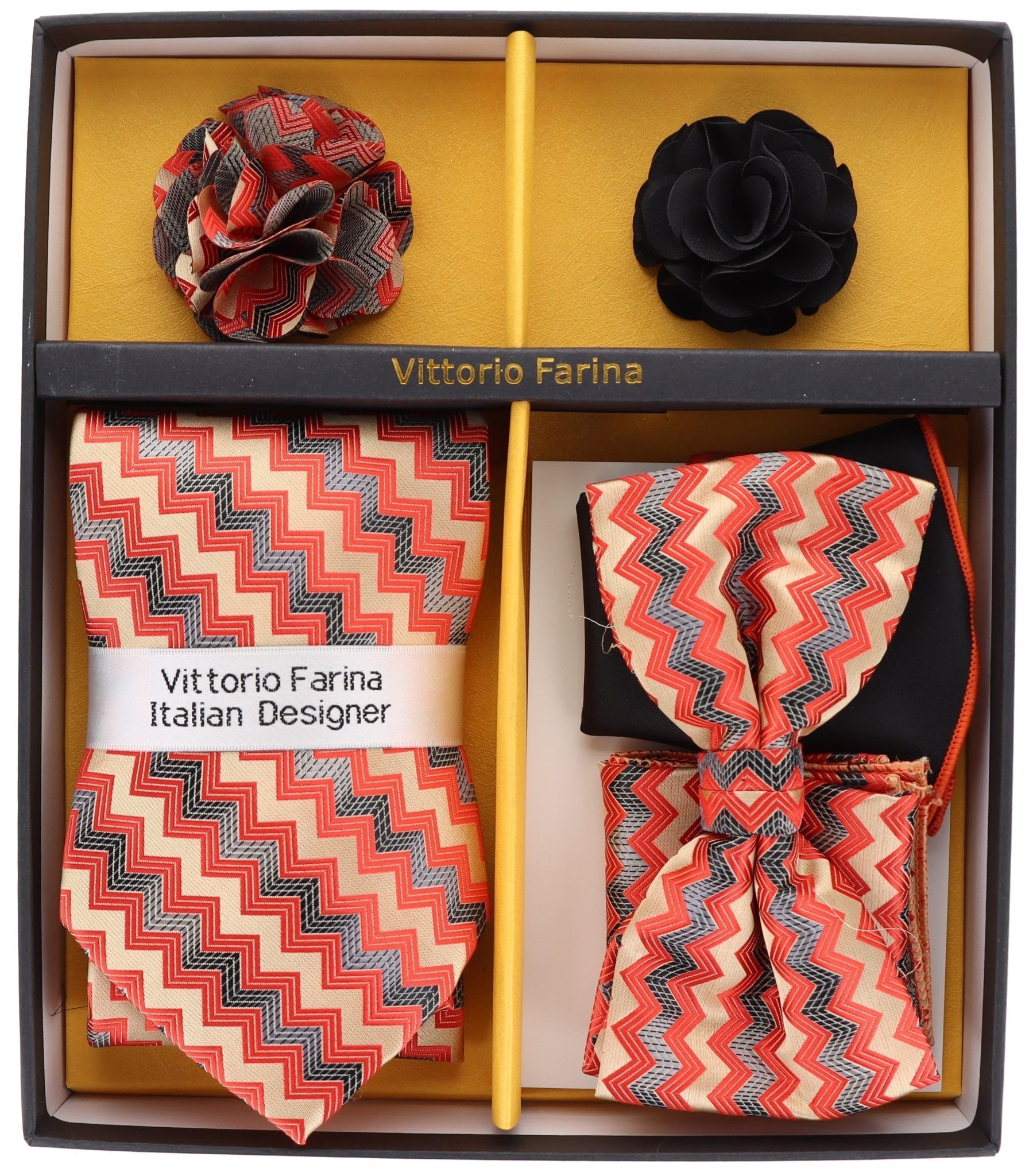 Vittorio Farina Gift Box Ver. 02 (Necktie, Bow Tie, Pocket Squares and Flower Lapel Pin) by Classy Cufflinks - GB-21044 - Classy Cufflinks