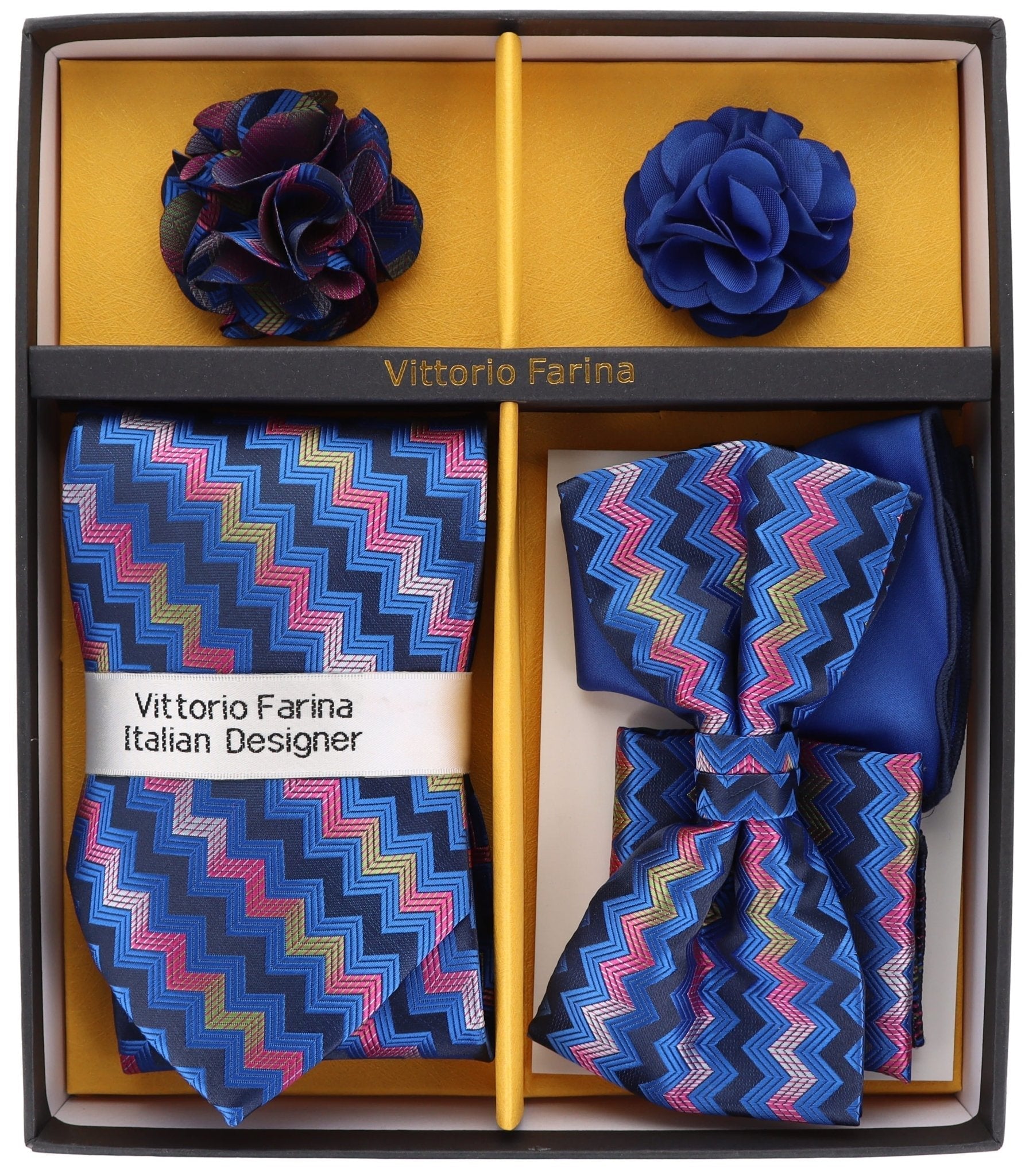 Vittorio Farina Gift Box Ver. 02 (Necktie, Bow Tie, Pocket Squares and Flower Lapel Pin) by Classy Cufflinks - GB-21045 - Classy Cufflinks