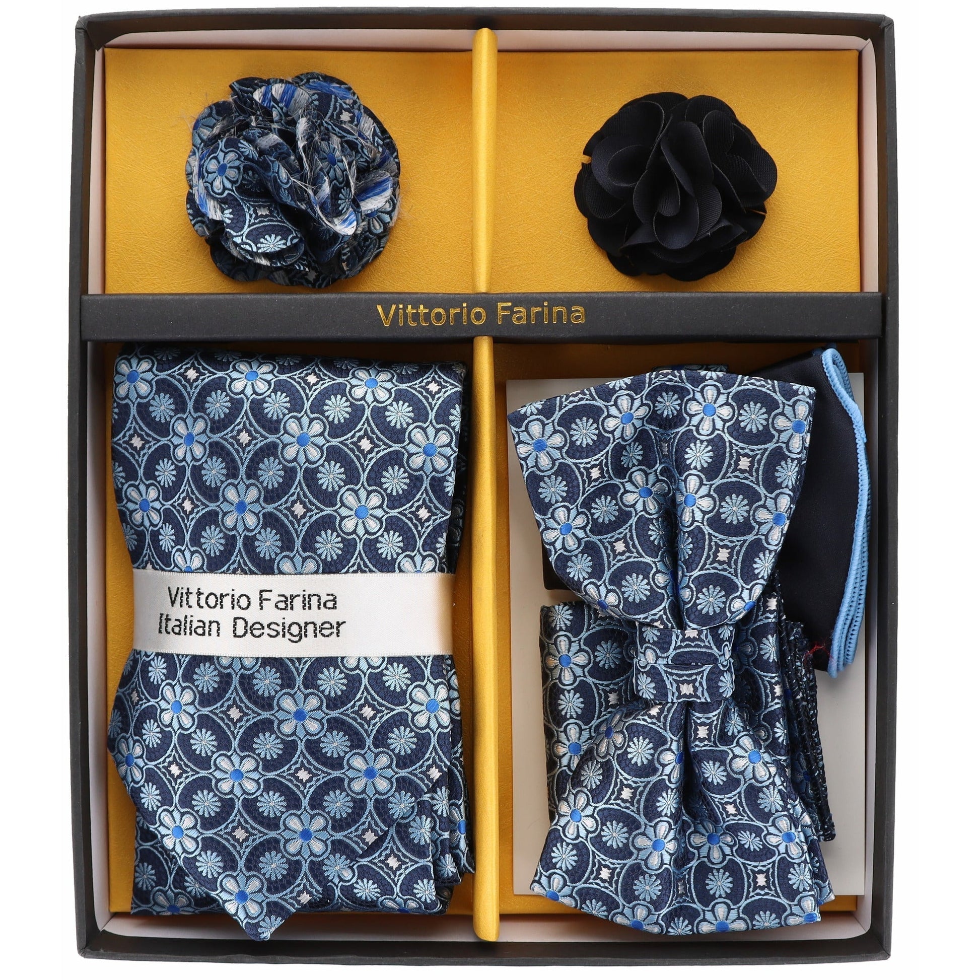 Vittorio Farina Gift Box Ver. 02 (Necktie, Bow Tie, Pocket Squares and Flower Lapel Pin) by Classy Cufflinks - GB-21046 - Classy Cufflinks