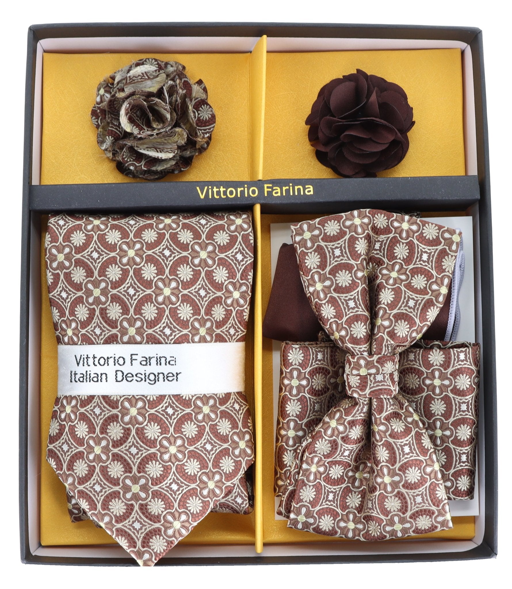 Vittorio Farina Gift Box Ver. 02 (Necktie, Bow Tie, Pocket Squares and Flower Lapel Pin) by Classy Cufflinks - GB-21047 - Classy Cufflinks