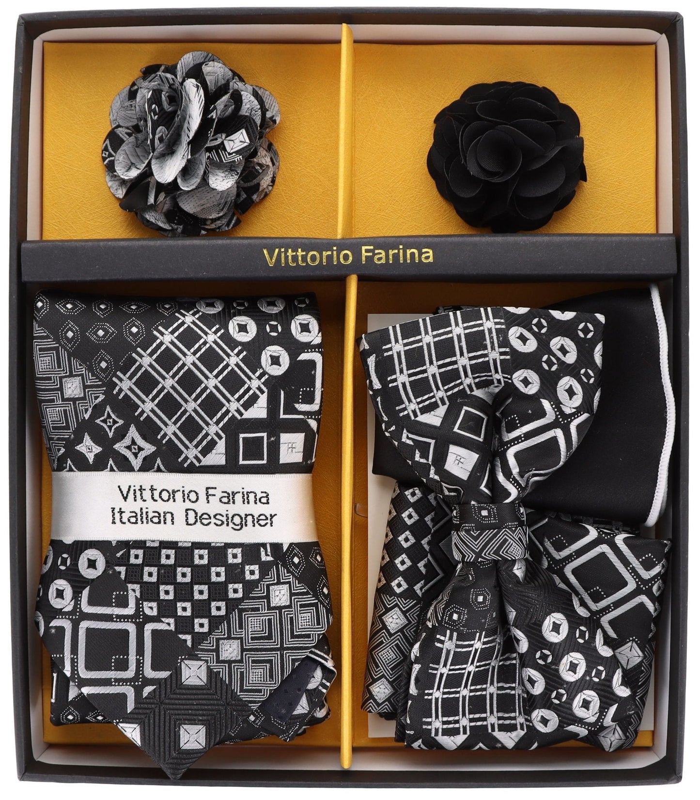 Vittorio Farina Gift Box Ver. 02 (Necktie, Bow Tie, Pocket Squares and Flower Lapel Pin) by Classy Cufflinks - GB-21049 - Classy Cufflinks