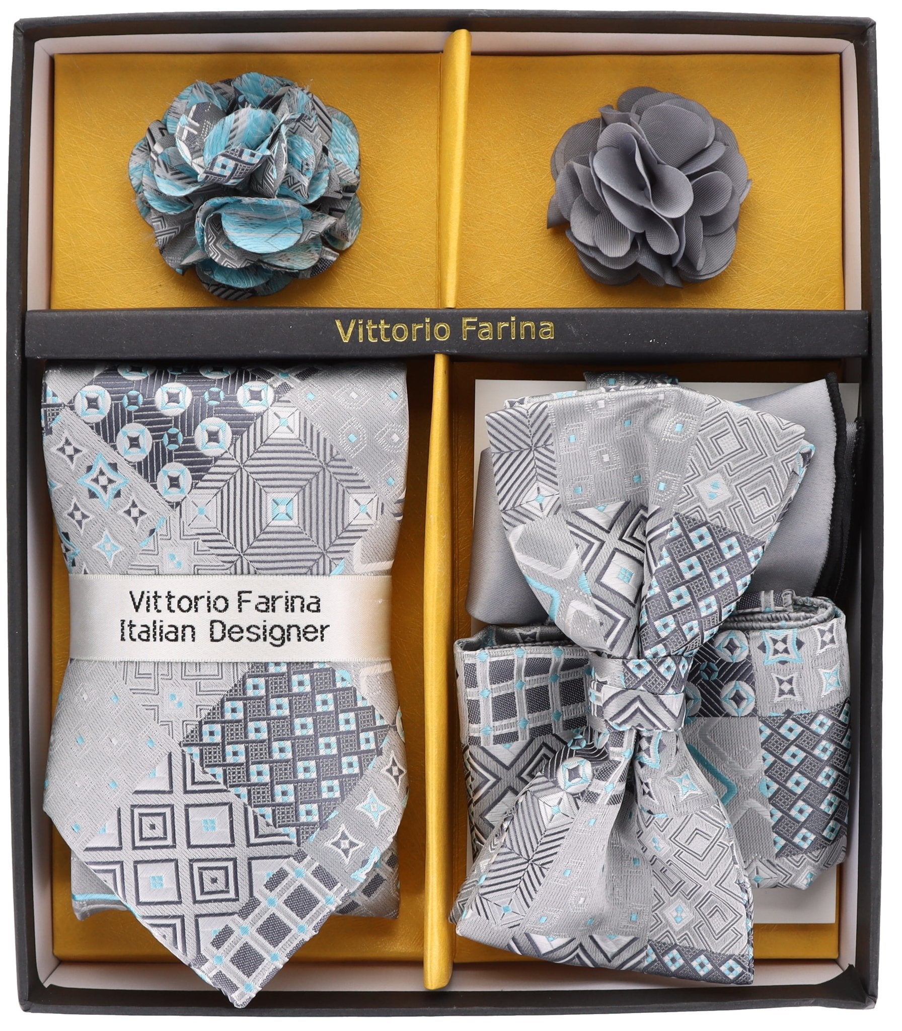 Vittorio Farina Gift Box Ver. 02 (Necktie, Bow Tie, Pocket Squares and Flower Lapel Pin) by Classy Cufflinks - GB-21050 - Classy Cufflinks