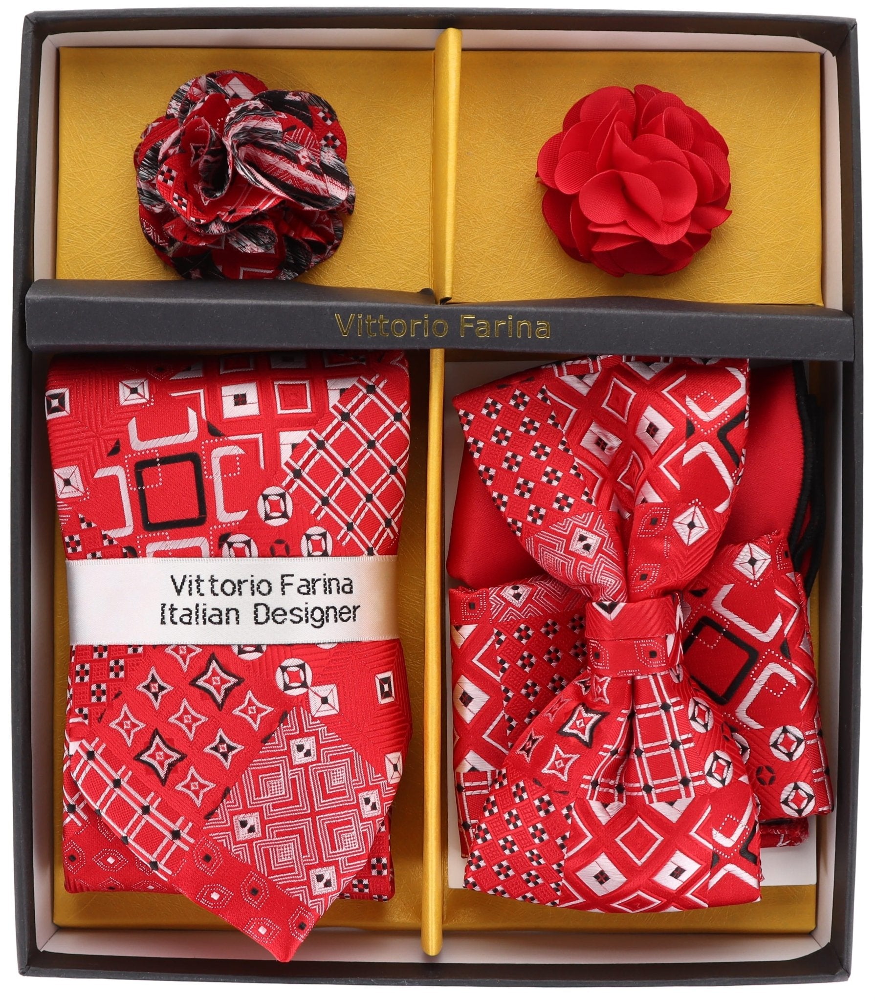 Vittorio Farina Gift Box Ver. 02 (Necktie, Bow Tie, Pocket Squares and Flower Lapel Pin) by Classy Cufflinks - GB-21051 - Classy Cufflinks