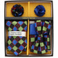 Vittorio Farina Men's Design Necktie, Bow Tie, Pocket Squares and Flower Lapel Pin in a Gfit Box