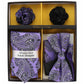 Vittorio Farina Men's Design Necktie, Bow Tie, Pocket Squares and Flower Lapel Pin in a Gfit Box