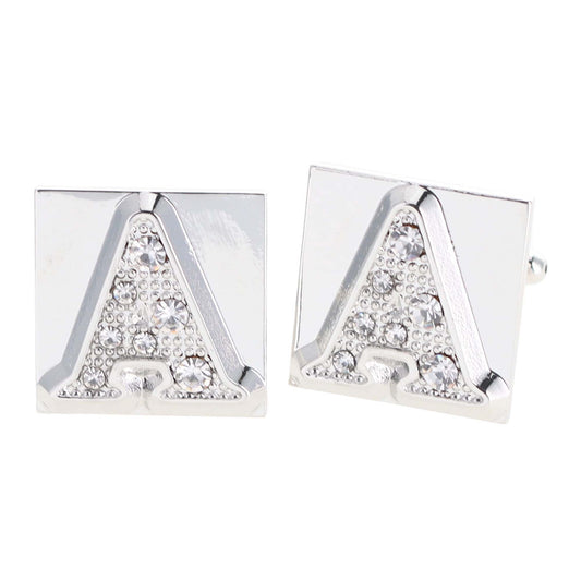 Vittorio Vico Rhinestone Initial Cufflinks in Gift Box