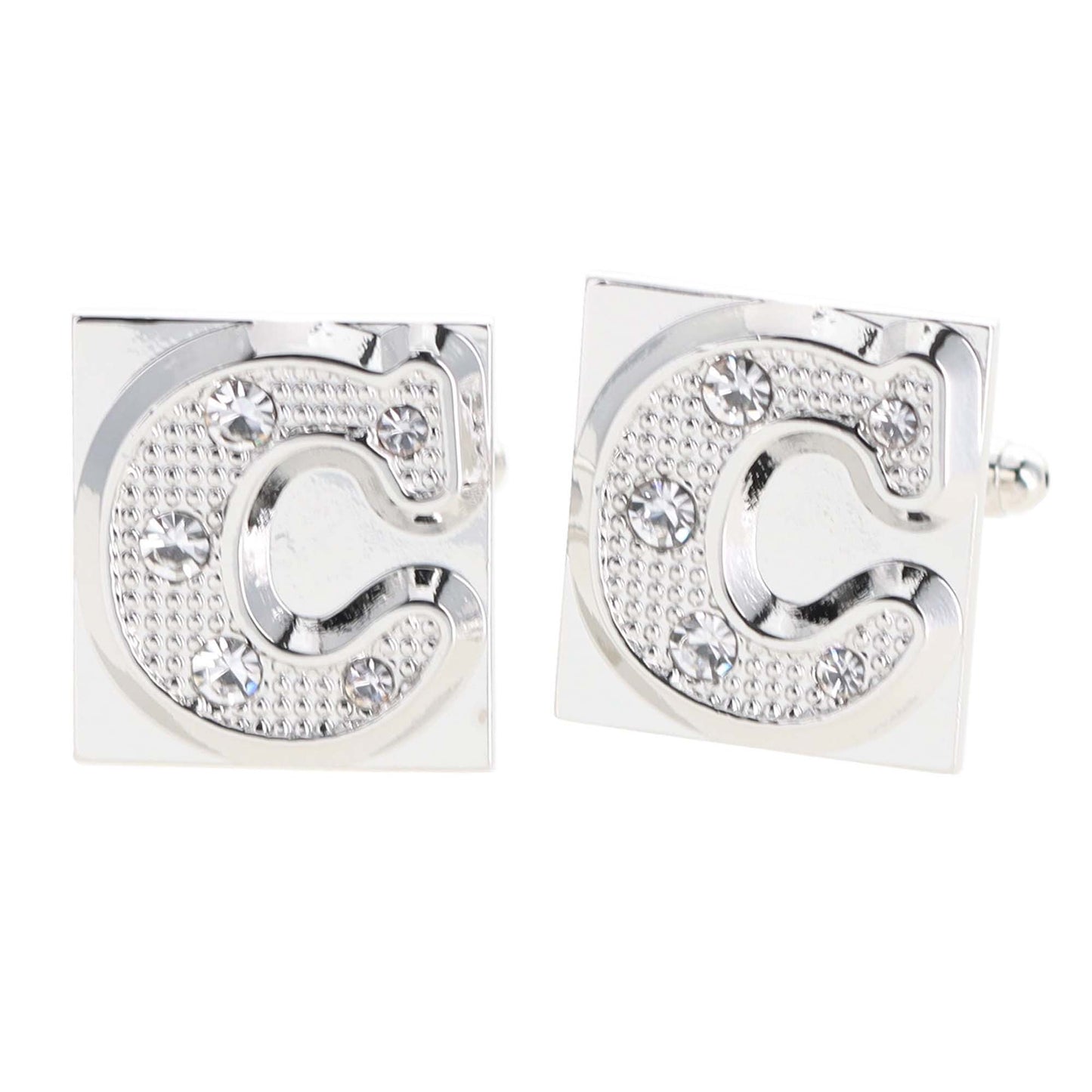 Vittorio Vico Rhinestone Initial Cufflinks in Gift Box