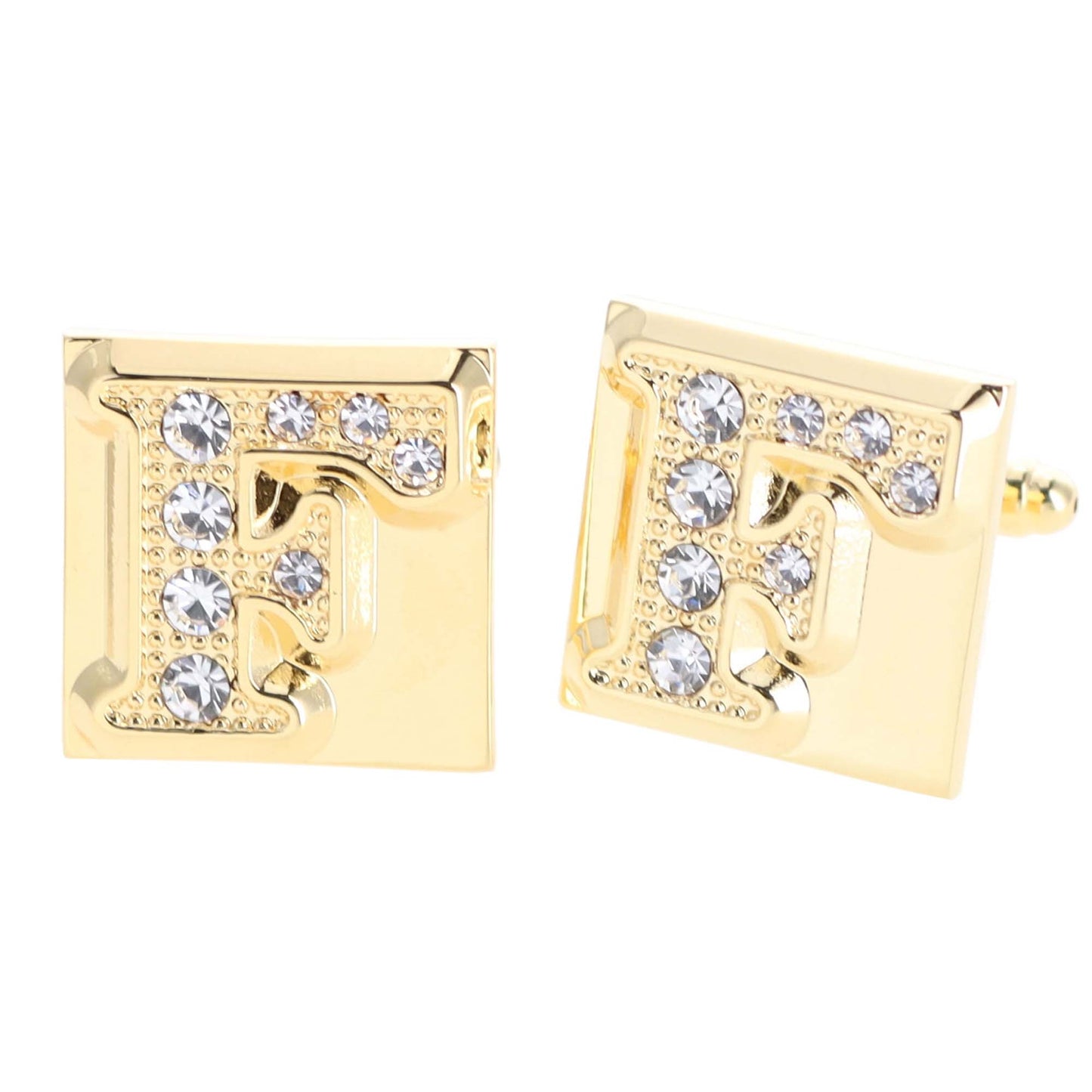 Vittorio Vico Rhinestone Initial Cufflinks in Gift Box