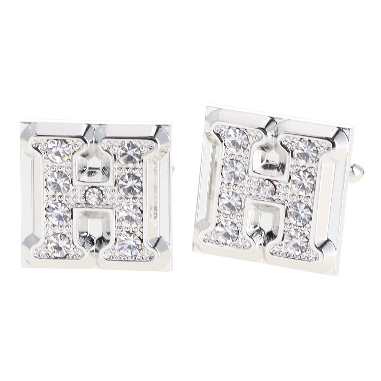 Vittorio Vico Rhinestone Initial Cufflinks in Gift Box