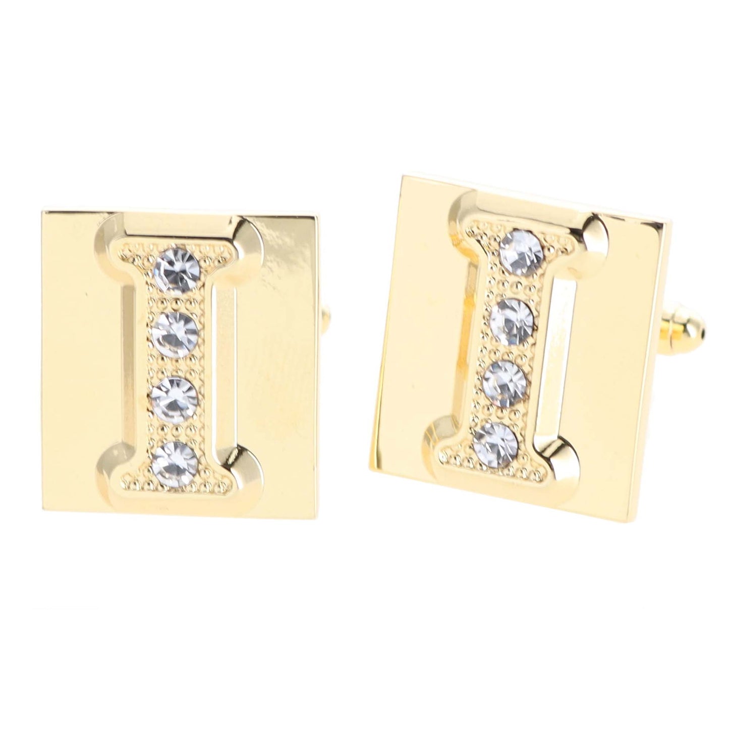 Vittorio Vico Rhinestone Initial Cufflinks in Gift Box