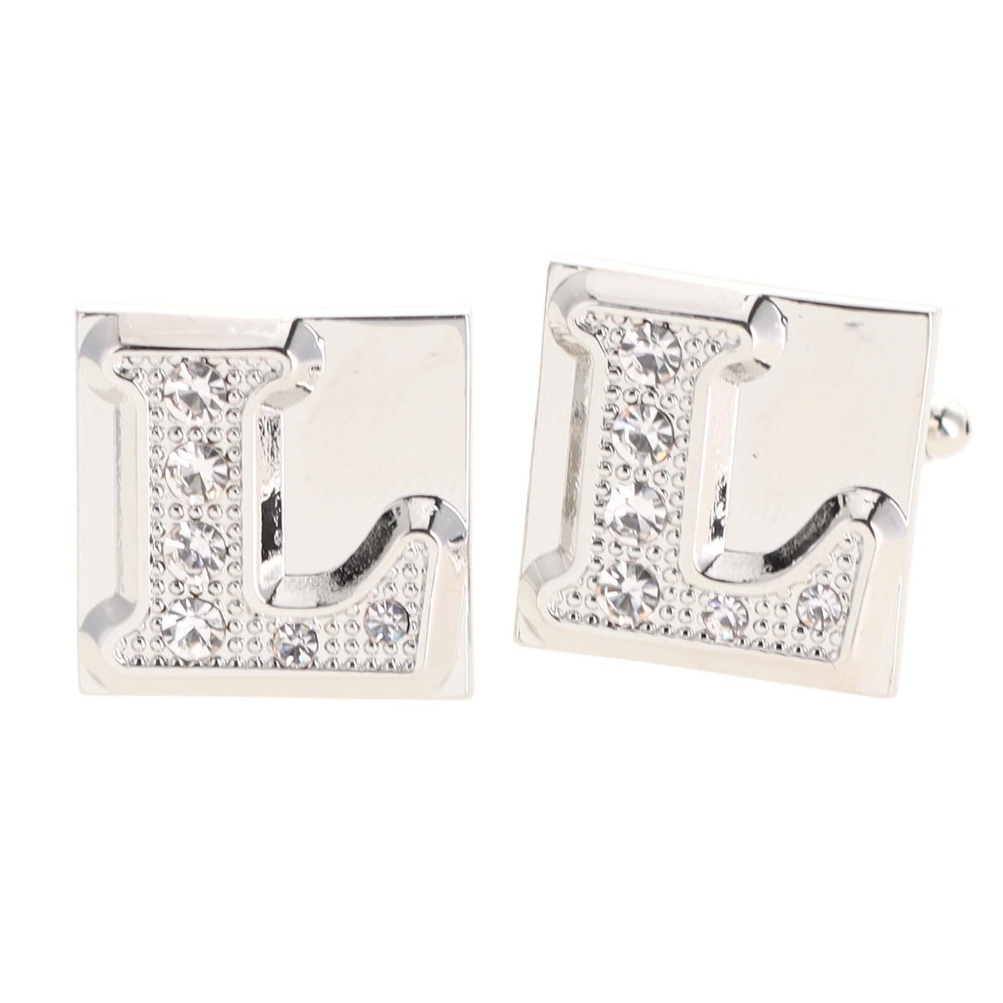 Vittorio Vico Rhinestone Initial Cufflinks in Gift Box