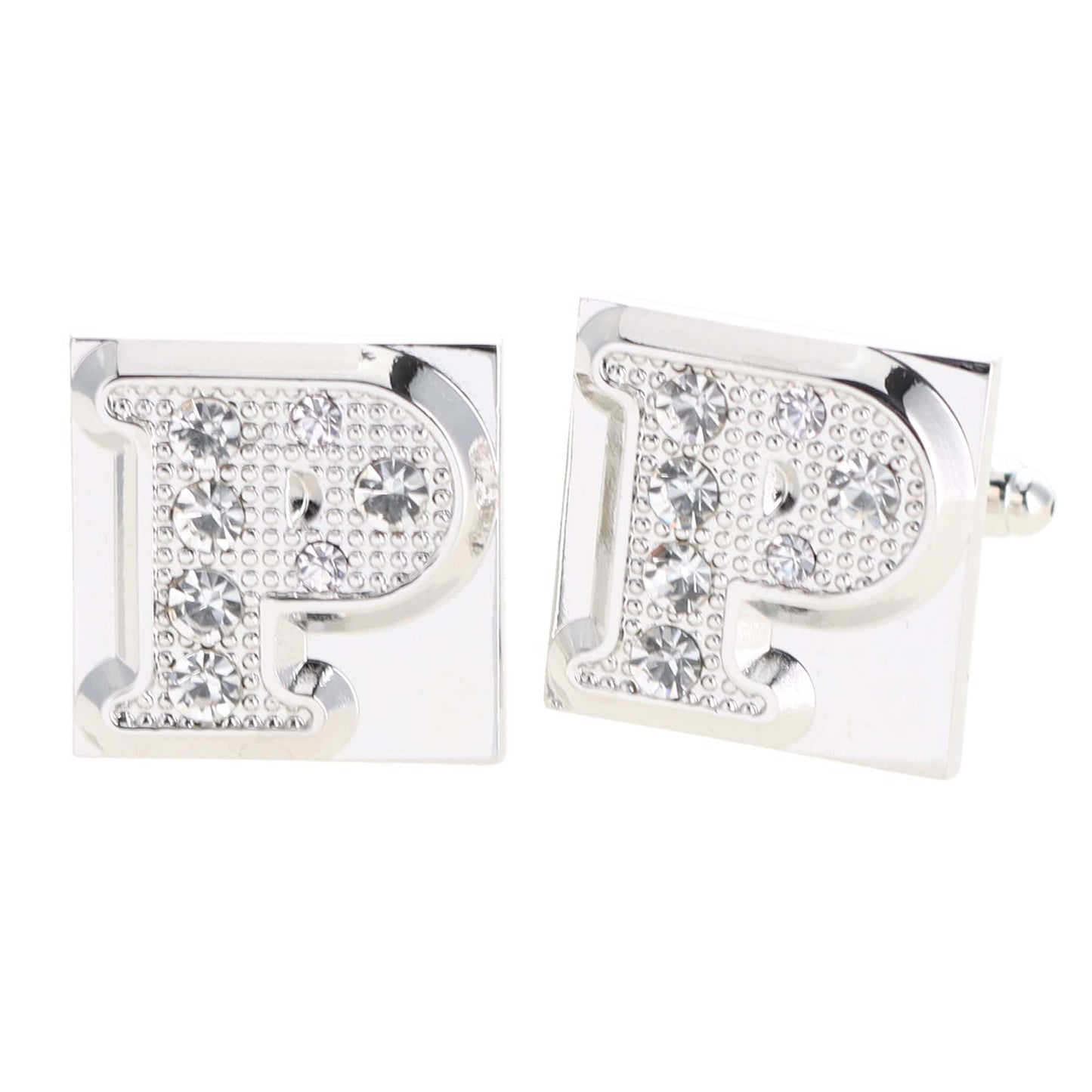 Vittorio Vico Rhinestone Initial Cufflinks in Gift Box