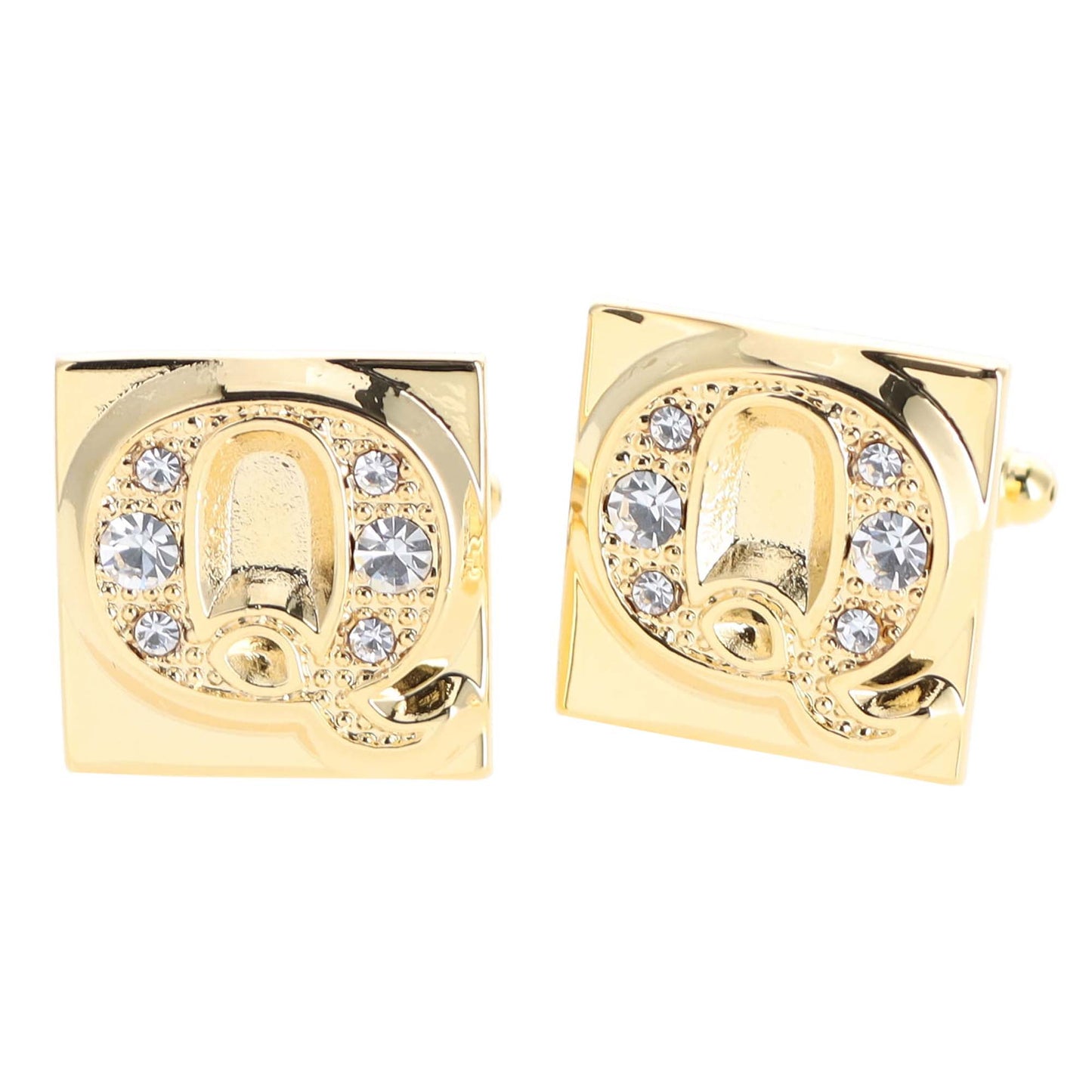 Vittorio Vico Rhinestone Initial Cufflinks in Gift Box