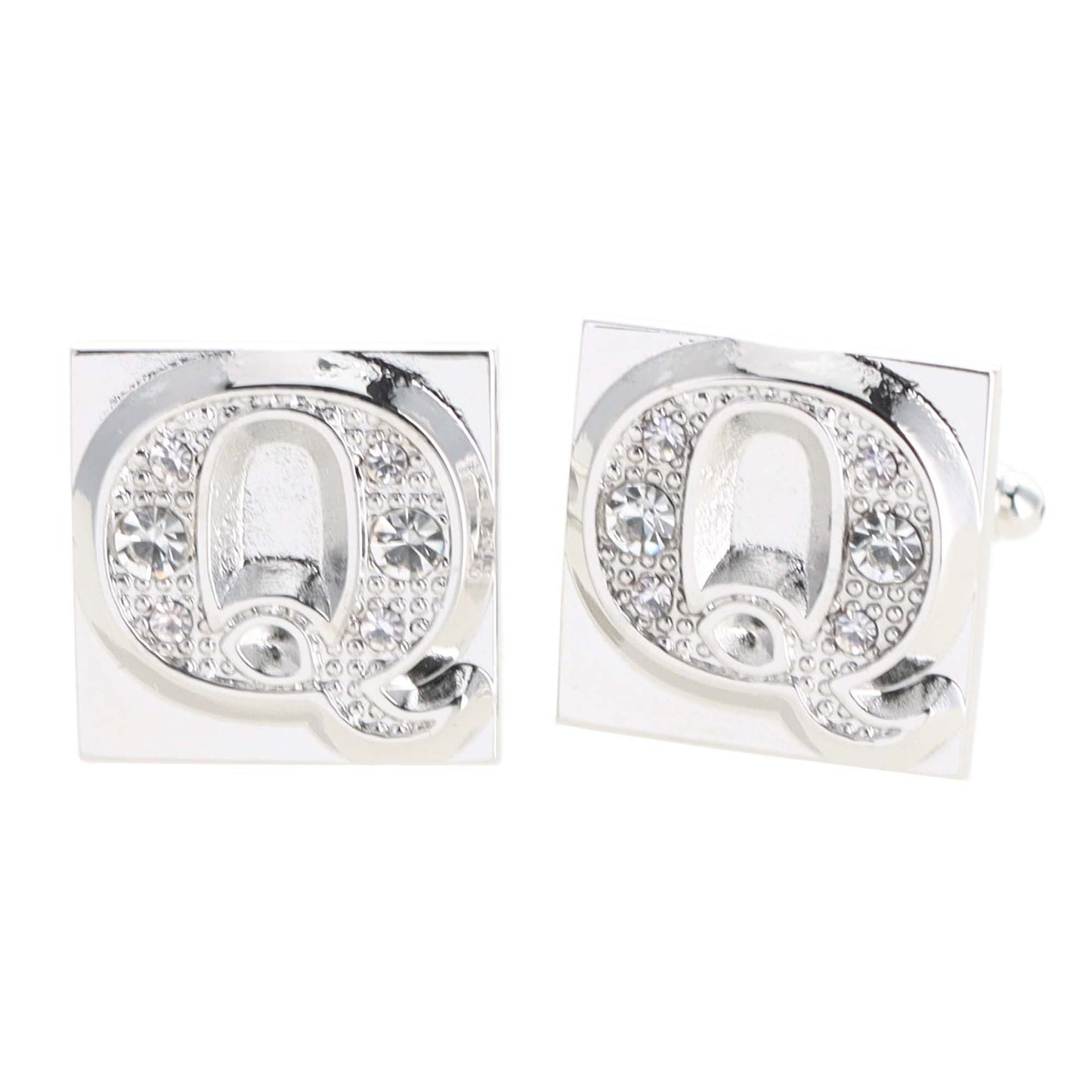 Vittorio Vico Rhinestone Initial Cufflinks in Gift Box