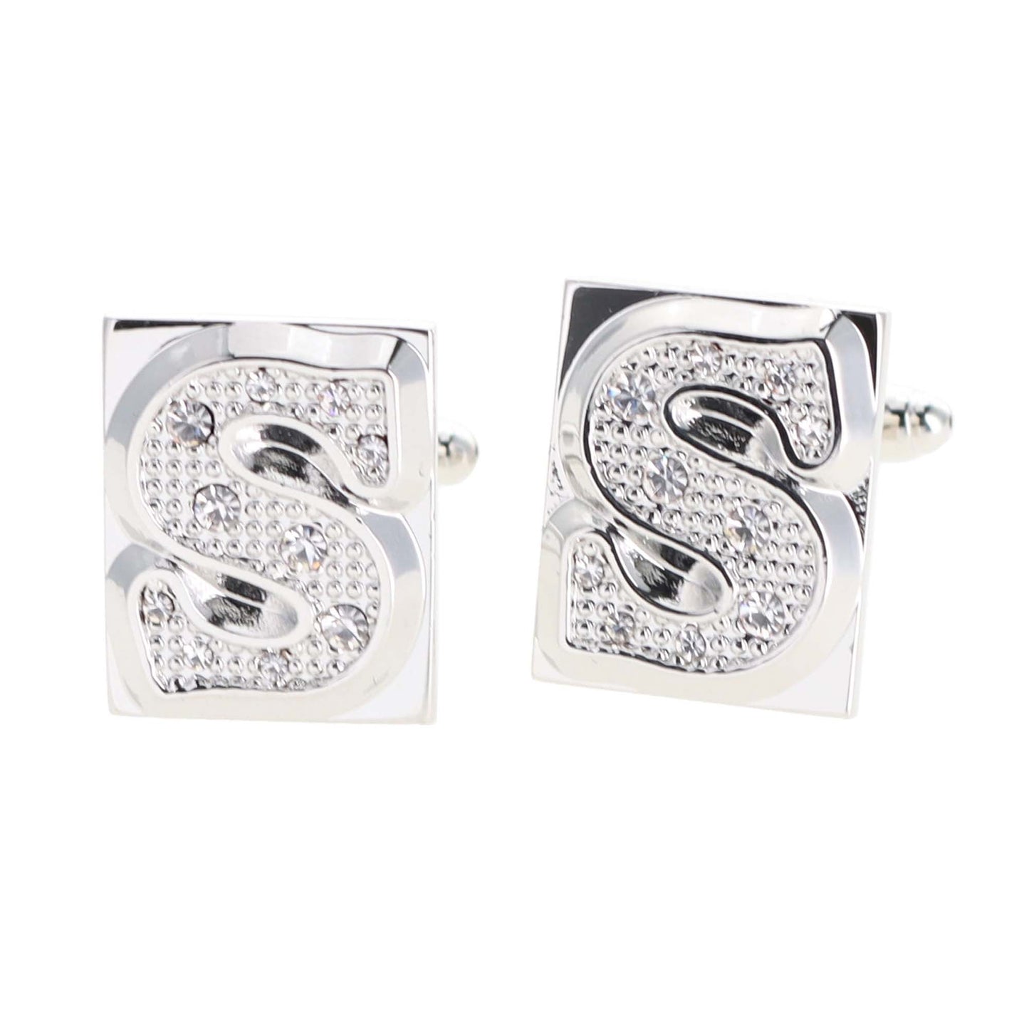 Vittorio Vico Rhinestone Initial Cufflinks in Gift Box