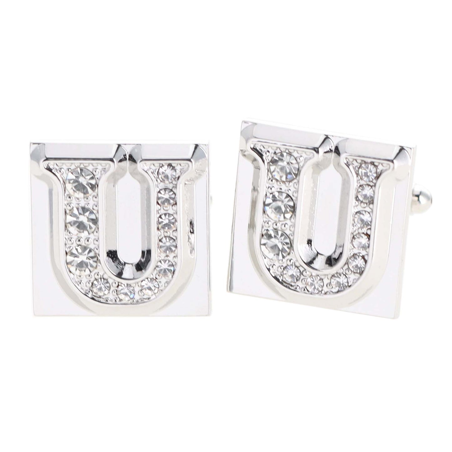 Vittorio Vico Rhinestone Initial Cufflinks in Gift Box