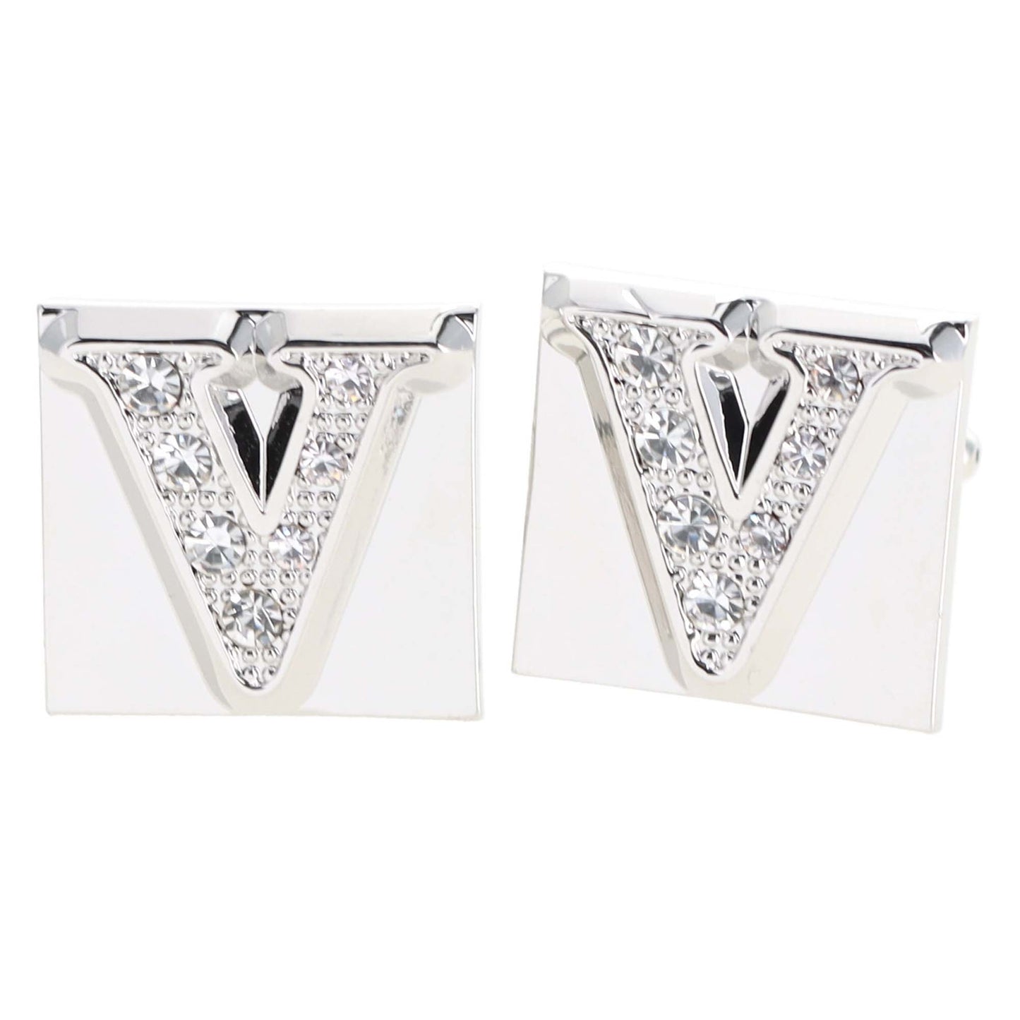 Vittorio Vico Rhinestone Initial Cufflinks in Gift Box