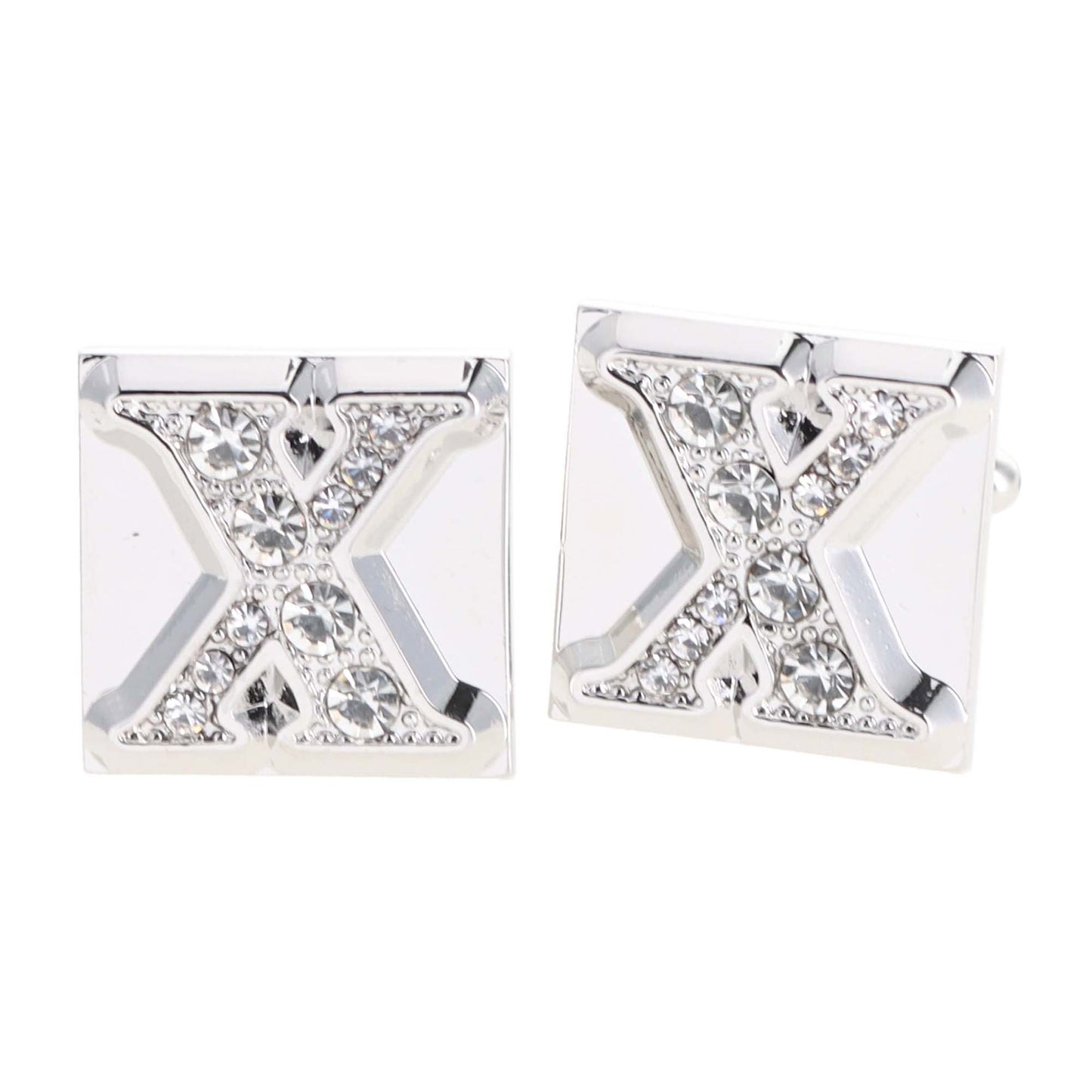 Vittorio Vico Rhinestone Initial Cufflinks in Gift Box