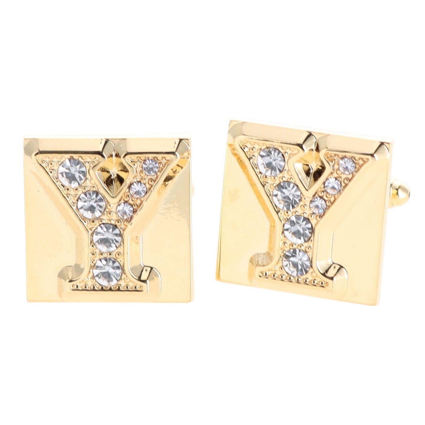 Vittorio Vico Rhinestone Initial Cufflinks in Gift Box