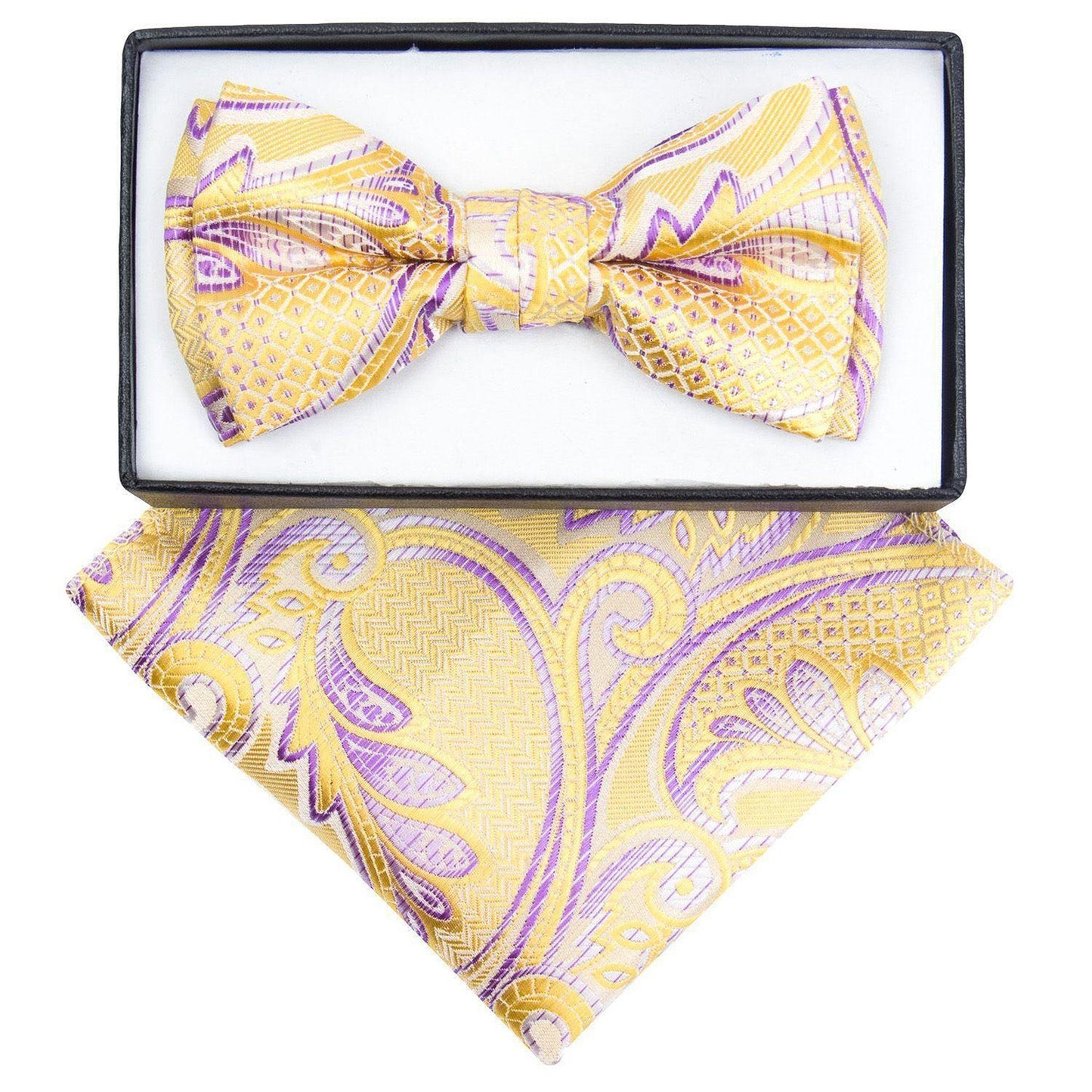 Vittorio Farina Boy's Floral Print Design Bow Tie & Pocket Square in Gift Box