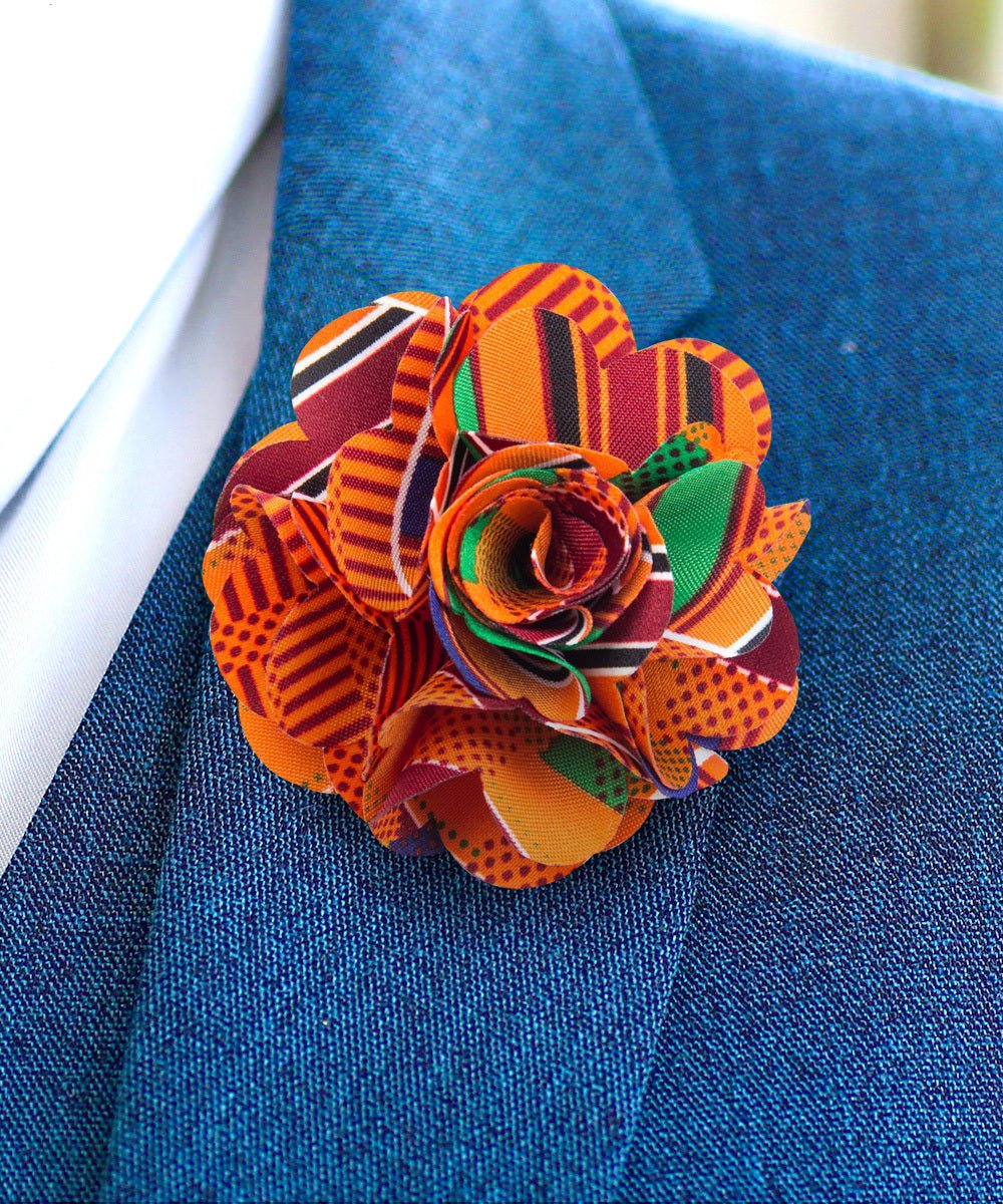 Vittorio Vico Men's Formal Kente Flower Lapel Pin - LAPEL - F - KENTE_142kente#1 - Classy Cufflinks