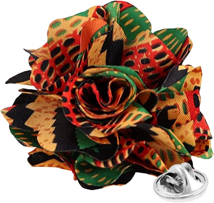 Vittorio Vico Men's Formal Kente Flower Lapel Pin - LAPEL-F-KENTE_167kente#2 - Classy Cufflinks