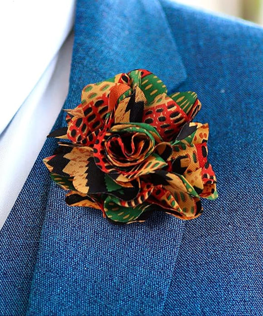 Vittorio Vico Men's Formal Kente Flower Lapel Pin - LAPEL-F-KENTE_167kente#2 - Classy Cufflinks