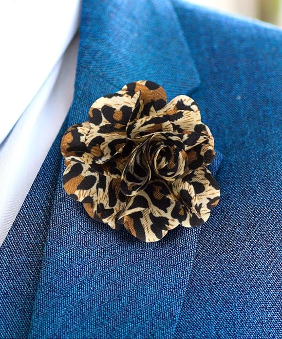 Vittorio Vico Men's Formal Kente Flower Lapel Pin - LAPEL-F-KENTE_33leopard - Classy Cufflinks