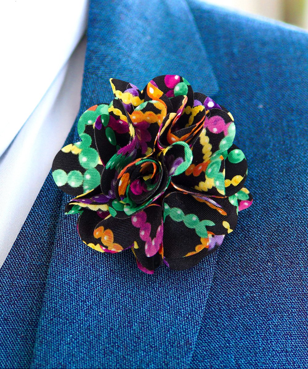 Vittorio Vico Men's Formal Mardi Gras Flower Lapel Pin - LAPEL - F - MARDI_143mardigrasbeads - Classy Cufflinks