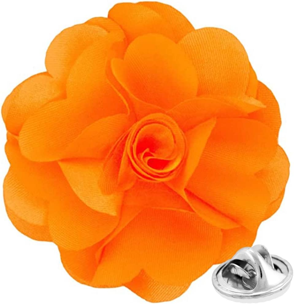 Vittorio Vico Men's Formal Solid Flower Lapel Pin: Flower Pin Suit Accessories Pins for Suit or Tuxedo - lapelsolid-04orange - Classy Cufflinks