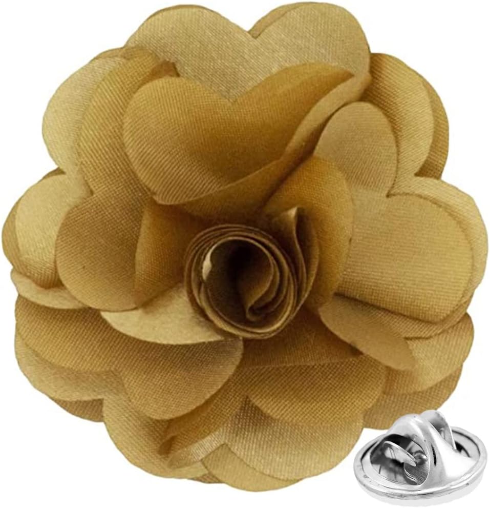 Vittorio Vico Men's Formal Solid Flower Lapel Pin: Flower Pin Suit Accessories Pins for Suit or Tuxedo - lapelsolid-05tan - Classy Cufflinks