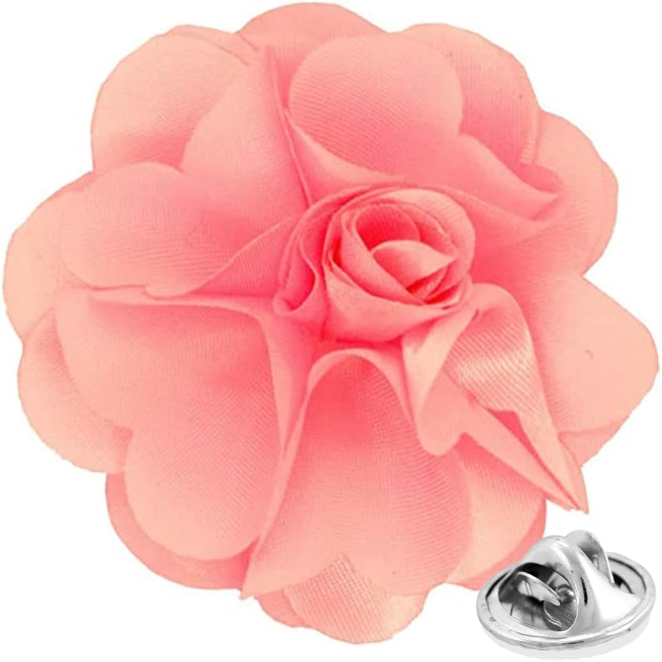 Vittorio Vico Men's Formal Solid Flower Lapel Pin: Flower Pin Suit Accessories Pins for Suit or Tuxedo - lapelsolid-07pink - Classy Cufflinks