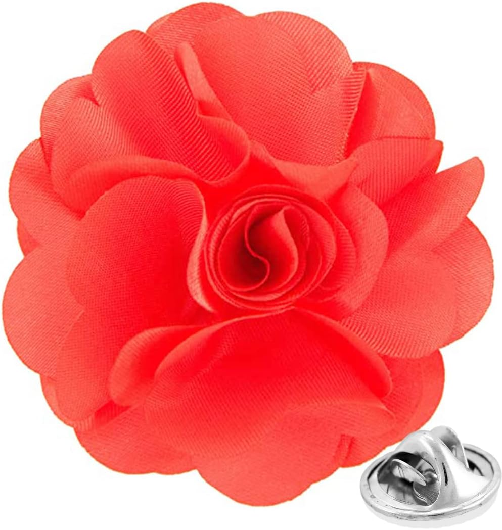 Vittorio Vico Men's Formal Solid Flower Lapel Pin: Flower Pin Suit Accessories Pins for Suit or Tuxedo - lapelsolid-116coral - Classy Cufflinks