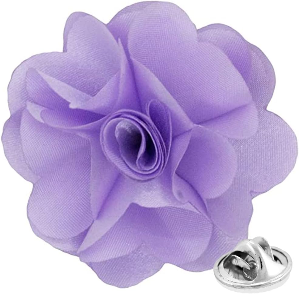 Vittorio Vico Men's Formal Solid Flower Lapel Pin: Flower Pin Suit Accessories Pins for Suit or Tuxedo - lapelsolid-12lavender - Classy Cufflinks