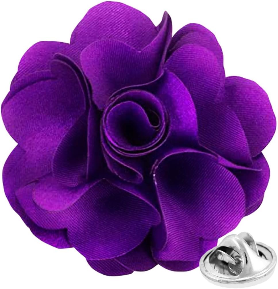 Vittorio Vico Men's Formal Solid Flower Lapel Pin: Flower Pin Suit Accessories Pins for Suit or Tuxedo - lapelsolid-13purple - Classy Cufflinks