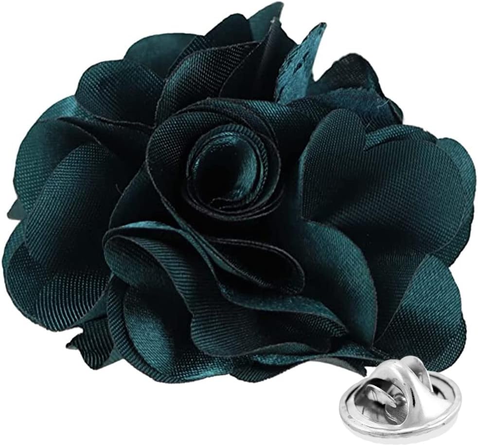 Vittorio Vico Men's Formal Solid Flower Lapel Pin: Flower Pin Suit Accessories Pins for Suit or Tuxedo - lapelsolid-141teal - Classy Cufflinks