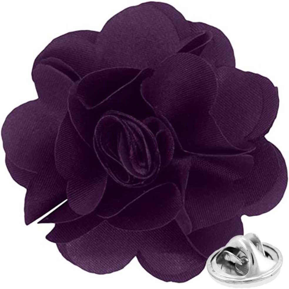 Vittorio Vico Men's Formal Solid Flower Lapel Pin: Flower Pin Suit Accessories Pins for Suit or Tuxedo - lapelsolid-14plum - Classy Cufflinks