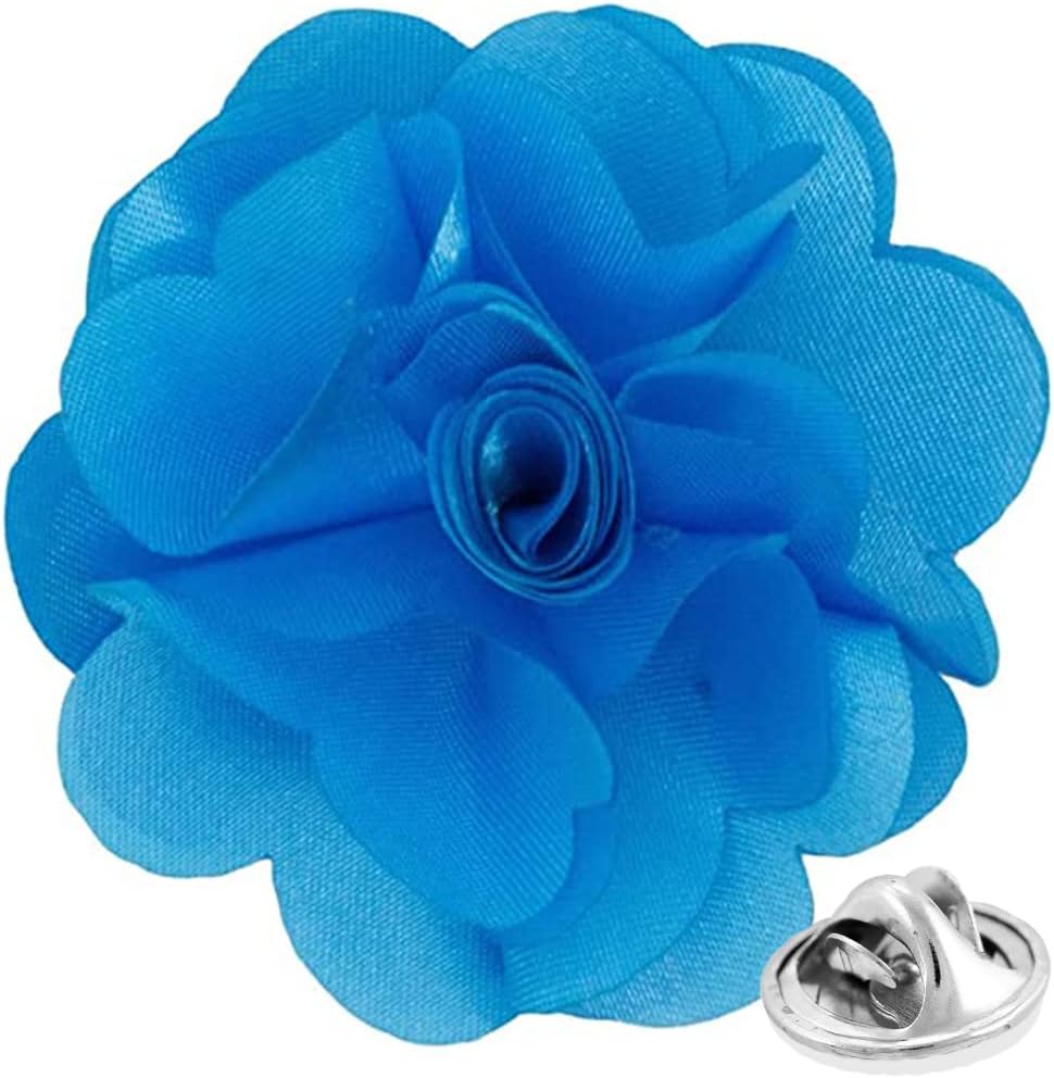 Vittorio Vico Men's Formal Solid Flower Lapel Pin: Flower Pin Suit Accessories Pins for Suit or Tuxedo - lapelsolid-15turquoise - Classy Cufflinks