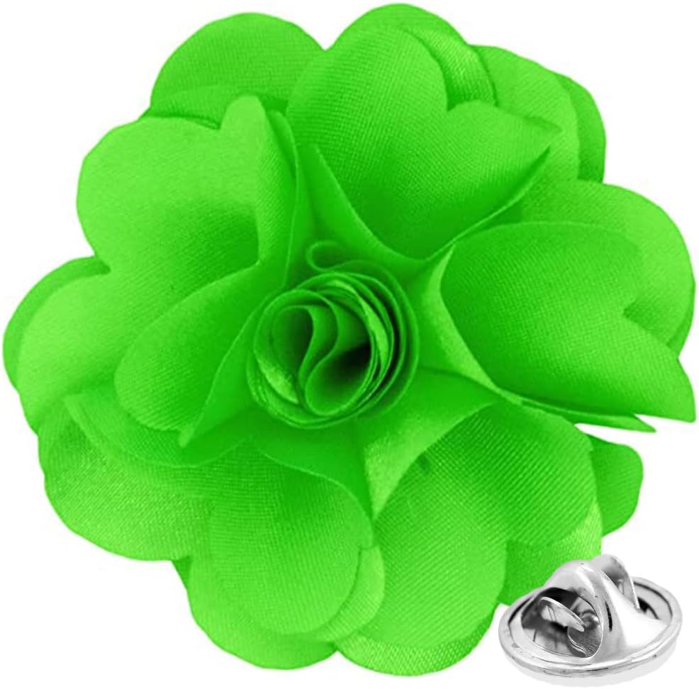 Vittorio Vico Men's Formal Solid Flower Lapel Pin: Flower Pin Suit Accessories Pins for Suit or Tuxedo - lapelsolid-18lime - Classy Cufflinks