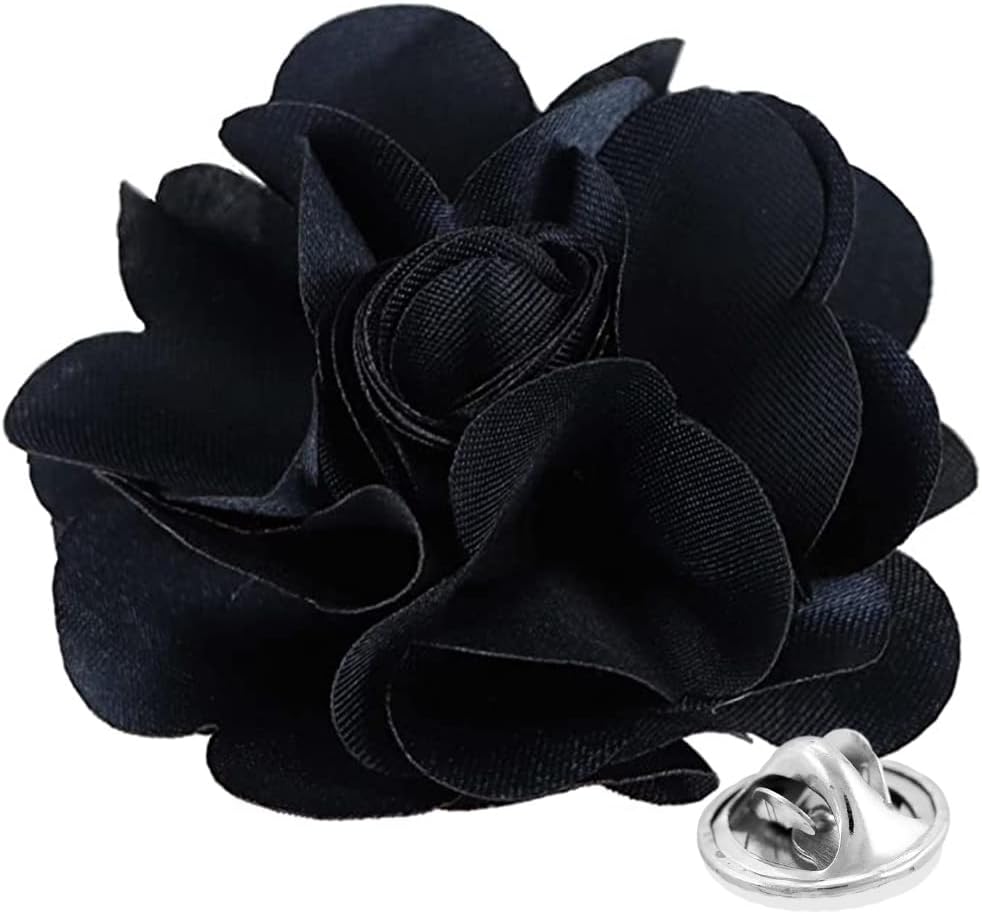 Vittorio Vico Men's Formal Solid Flower Lapel Pin: Flower Pin Suit Accessories Pins for Suit or Tuxedo - lapelsolid-37navy - Classy Cufflinks