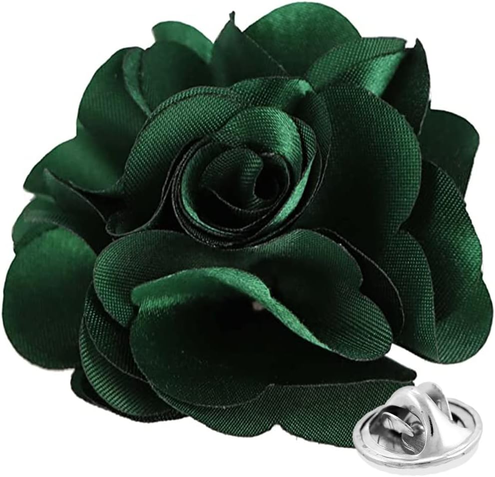 Vittorio Vico Men's Formal Solid Flower Lapel Pin: Flower Pin Suit Accessories Pins for Suit or Tuxedo - lapelsolid-54hunter - Classy Cufflinks