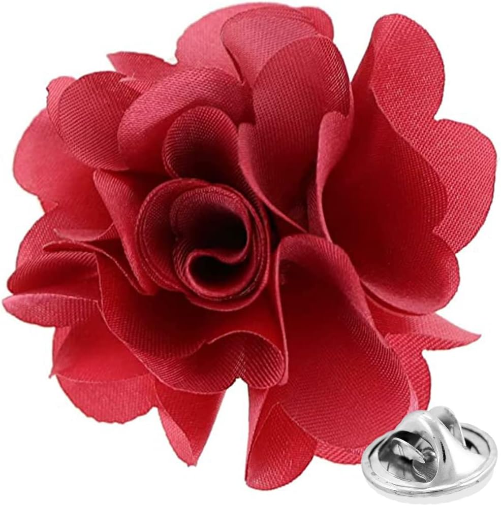 Vittorio Vico Men's Formal Solid Flower Lapel Pin: Flower Pin Suit Accessories Pins for Suit or Tuxedo - lapelsolid-56 rose - Classy Cufflinks