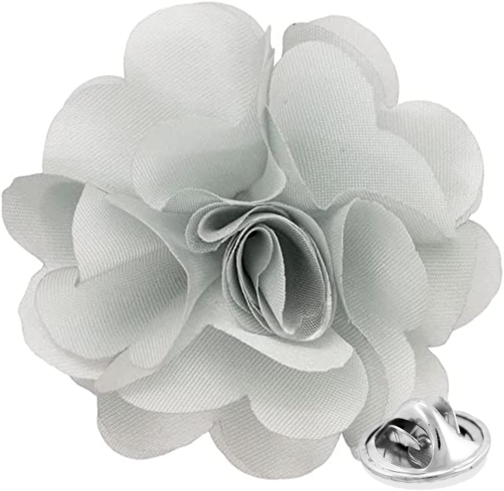 Vittorio Vico Men's Formal Solid Flower Lapel Pin: Flower Pin Suit Accessories Pins for Suit or Tuxedo - lapelsolid-66LightSlvr - Classy Cufflinks