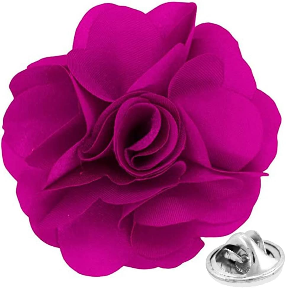 Vittorio Vico Men's Formal Solid Flower Lapel Pin: Flower Pin Suit Accessories Pins for Suit or Tuxedo - lapelsolid-71Magenta - Classy Cufflinks