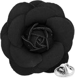 Vittorio Vico Men's Formal Leather Flower Lapel Pin - leather-lapel-black - Classy Cufflinks