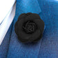 Vittorio Vico Men's Formal Leather Flower Lapel Pin - leather-lapel-black - Classy Cufflinks