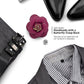 Vittorio Vico Men's Formal Leather Flower Lapel Pin - leather-lapel-burgundy - Classy Cufflinks